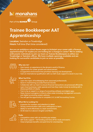 Monahans Trainee Bookkeeper AAT
