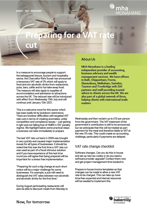 Preparing for a VAT rate cut