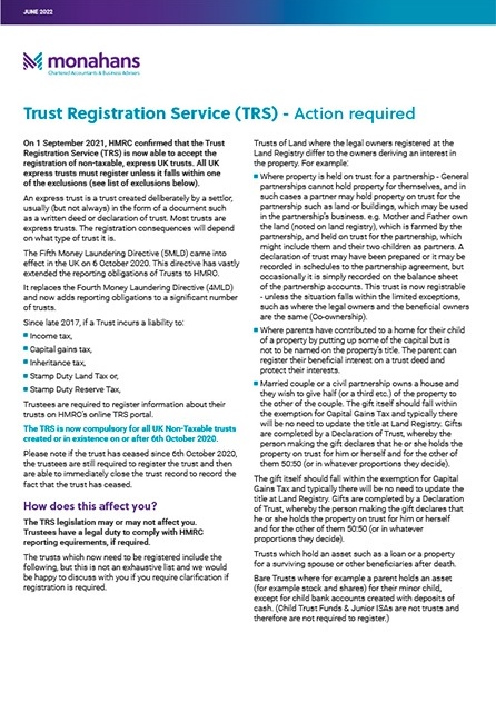 Monahans TRS Trust Registration Service 1